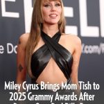 Miley Cyrus who debuted a blunt hime cut on the red carpet brought her mom Tish as her date to the 2025 #Grammys amid ongoing family drama. See a photo of the mother-daughter