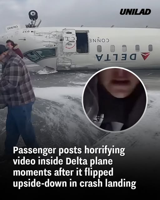 Passenger posts horrifying video of inside Delta plane moments after it flipped upside-down in crash landing