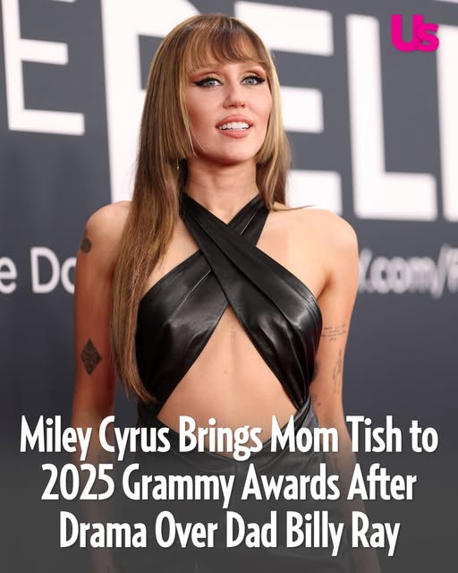 Miley Cyrus who debuted a blunt hime cut on the red carpet brought her mom Tish as her date to the 2025 #Grammys amid ongoing family drama. See a photo of the mother-daughter