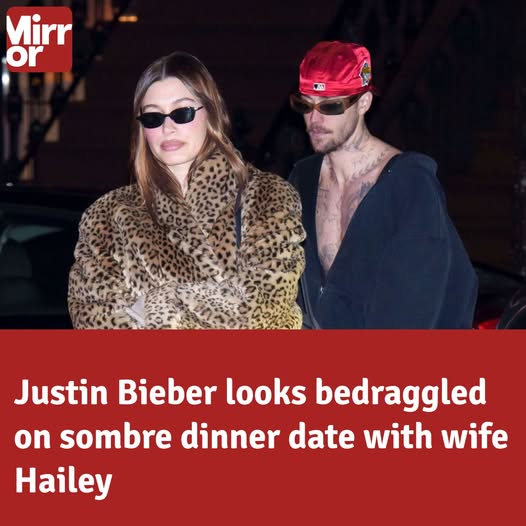 Justin Bieber looks bedraggled as he’s spotted with wife Hailey on sombre dinner date