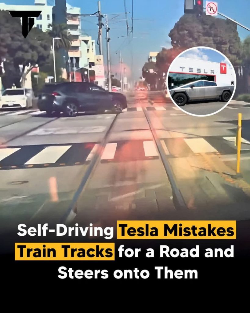 Self-Driving Tesla Confuses Train Tracks for Road, Sparks Safety Concerns