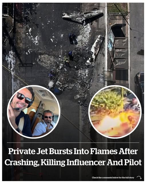 Private jet bursts into flames after crashing, killing influencer and pilot