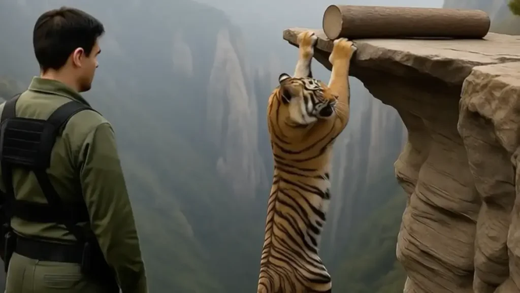 🐅 A man risks all to save a tigress trapped on a cliff! And what follows will leave you speechless…